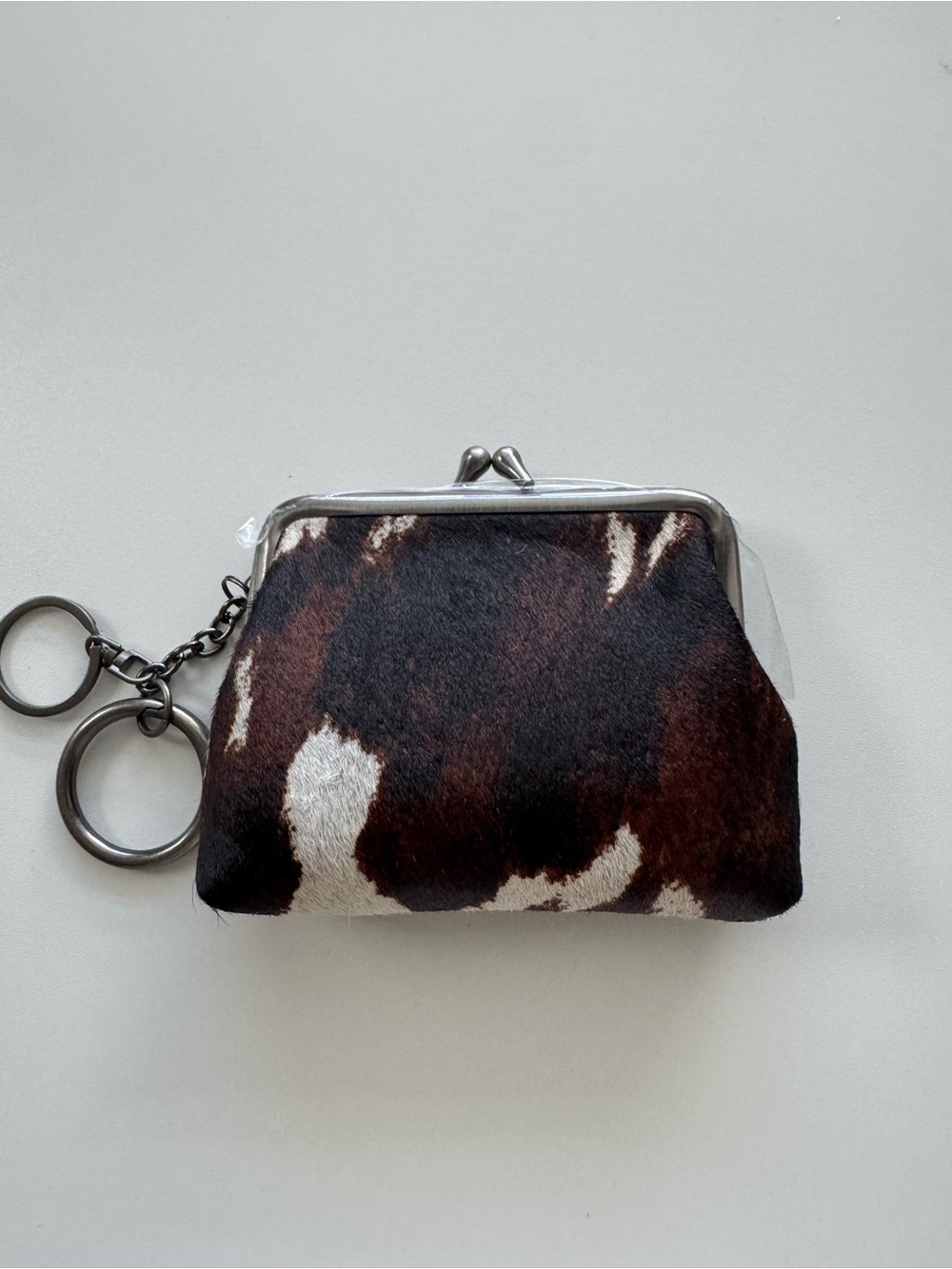 Patricia Nash Brown & White Cowhide Kiss-Lock Coin Purse